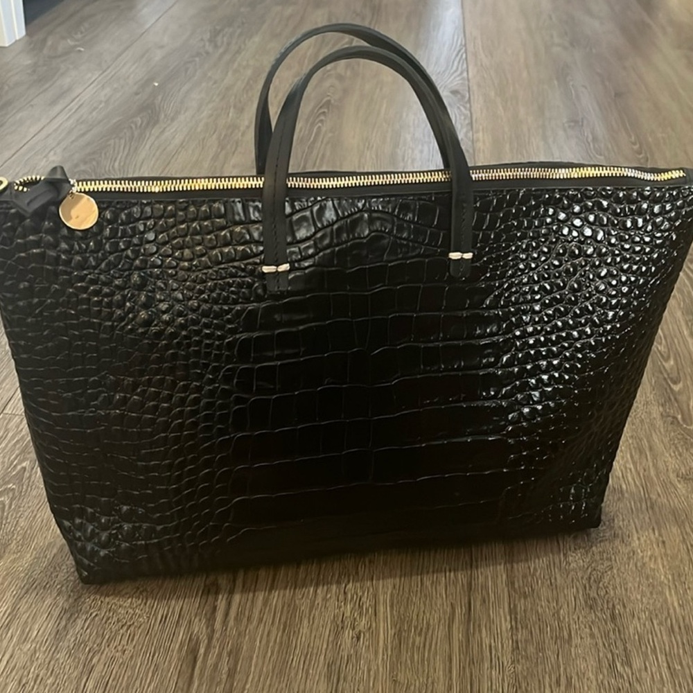 Clare V Black Croc-Embossed Bag
